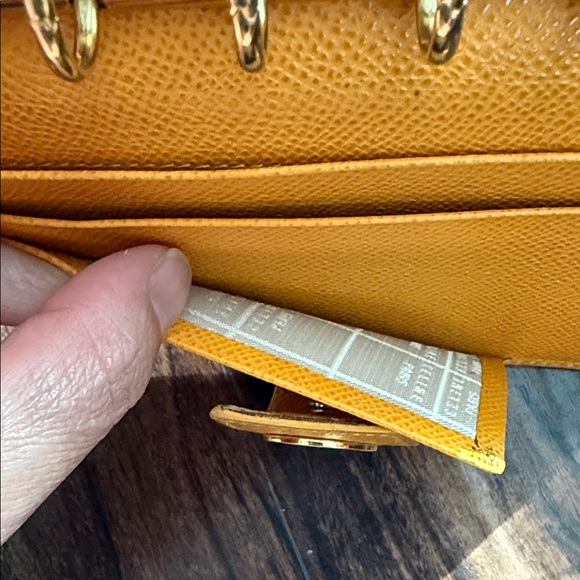 Celine Yellow Textured Leather Agenda Cover with Gold-Tone Snap